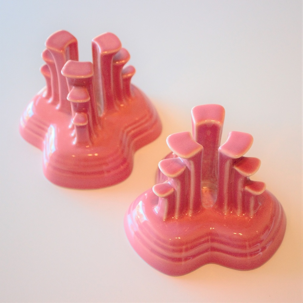 Fiesta Claret Pyramid Candle Holder Set